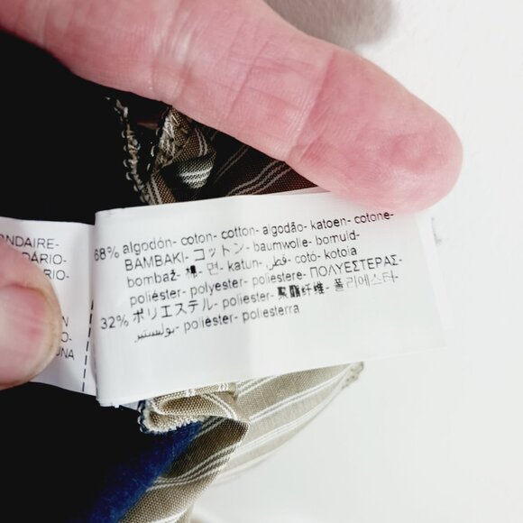 Zara, Mixed Media Pull On Pants (M) Stretch Waist Deep Navy/Khaki & White Stripe - Picture 15 of 15